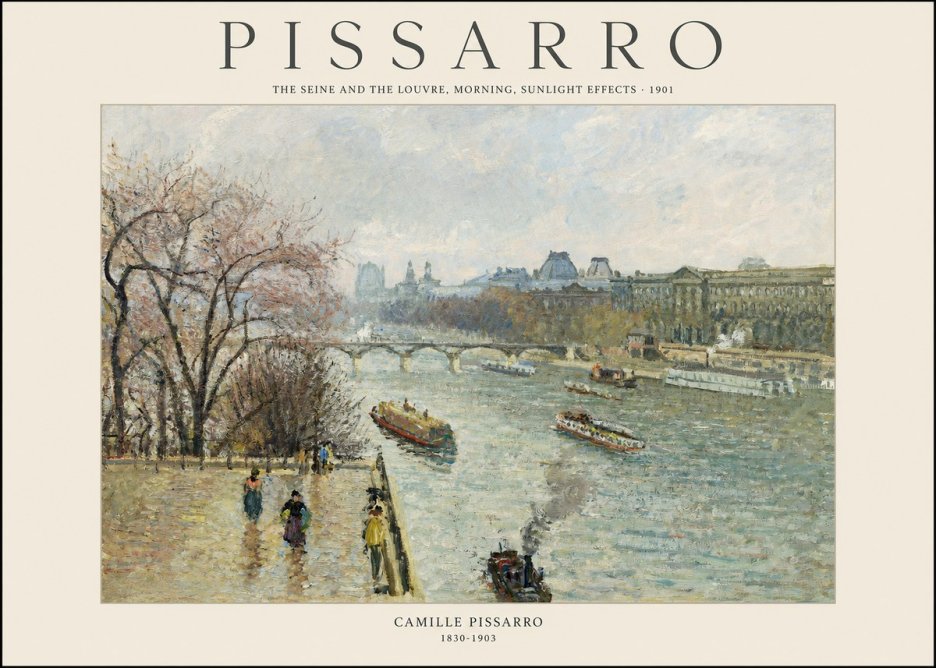 Pissarro The Seine and the Louvre, Morning, Sunlight Effects - 1901 No1 - Plakat
