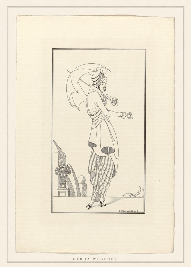 Gerda Wegener Elegant Figure with Parasol No4 - Plakat