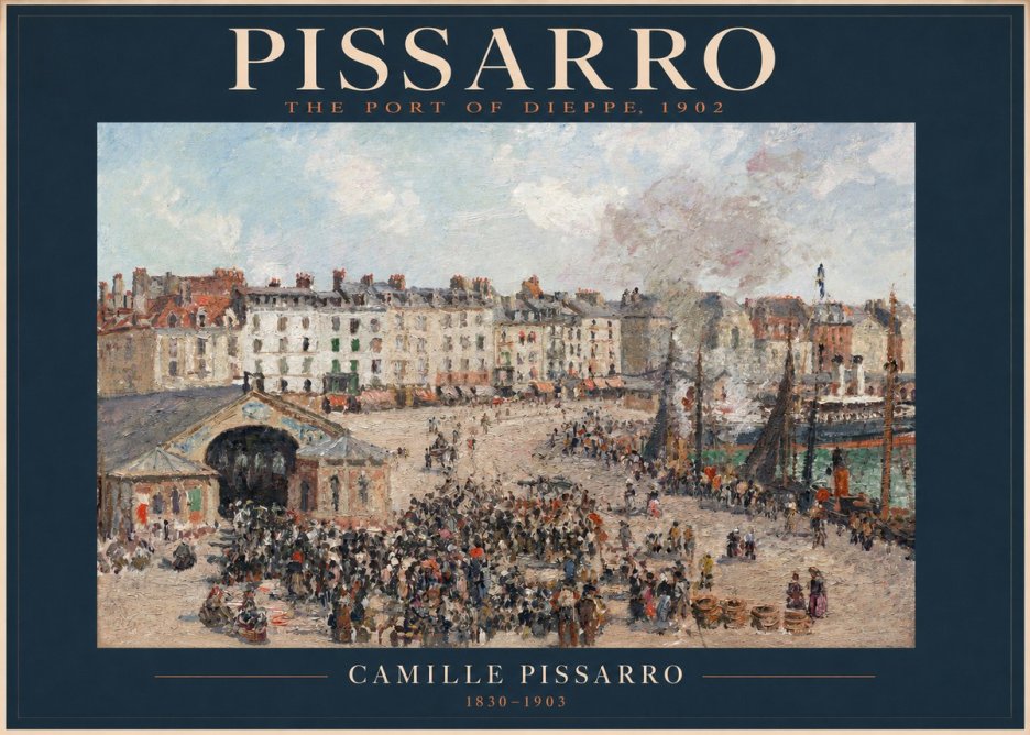 Pissarro Dieppe, the Fish Market No2 - Plakat