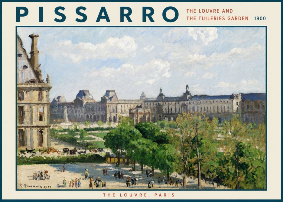 Pissarro The Louvre and the Tuileries Garden No2 - Plakat