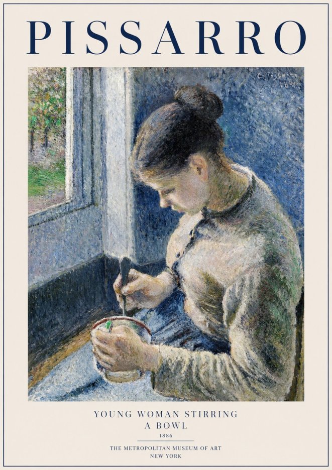 Pissarro Young Woman Stirring a Bowl No1 - Plakat