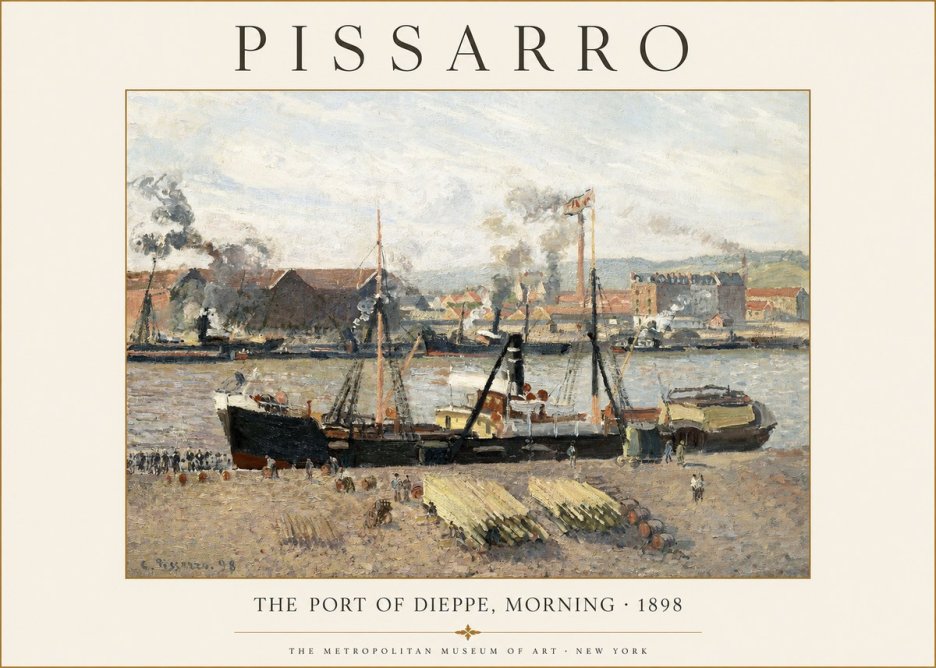 Pissarro The Port of Dieppe, Morning · 1898 No1 - Plakat