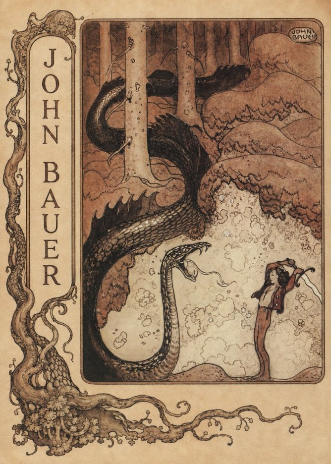John Bauer The Boy and the Serpent No2 - Plakat
