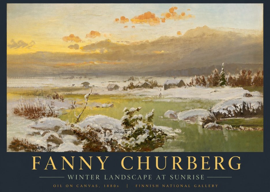 Fanny Churberg Winter Landscape at Sunrise No5 - Plakat
