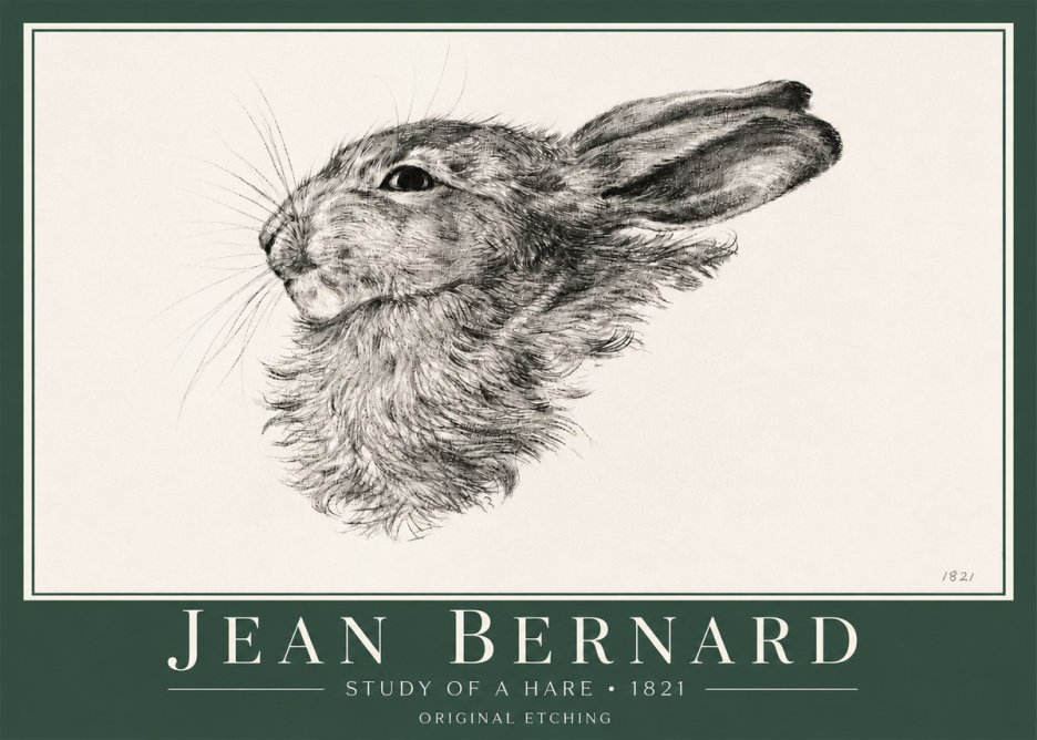 Jean Bernard Study of a Hare No4 - Plakat