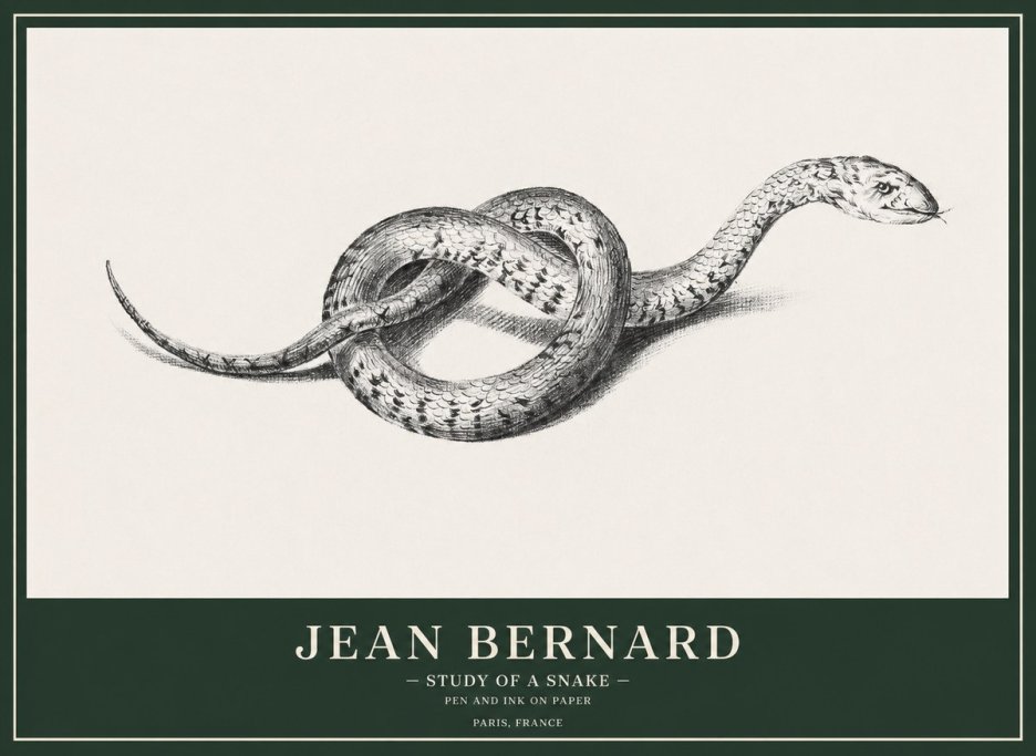Jean Bernard Study of a Snake No1 - Plakat
