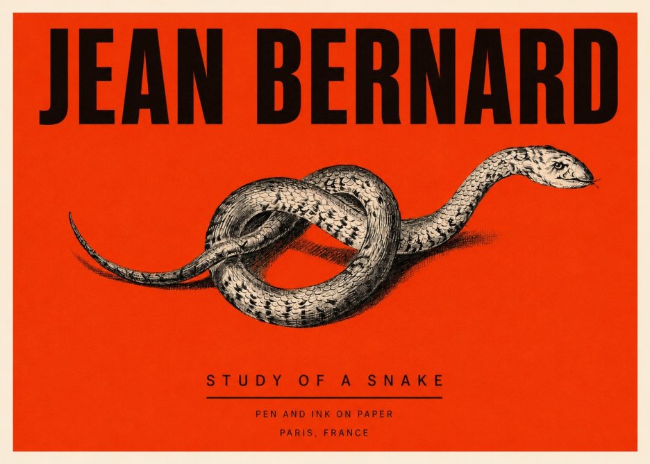 Jean Bernard Study of a Snake No3 - Plakat