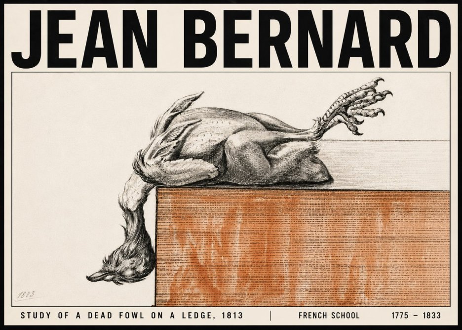 Jean Bernard Study of a Dead Fowl on a Ledge, 1813 No6 - Plakat