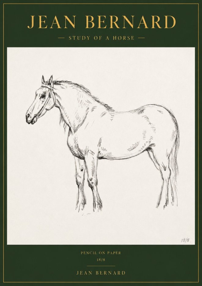 Jean Bernard Study of a Horse XVII No3 - Plakat