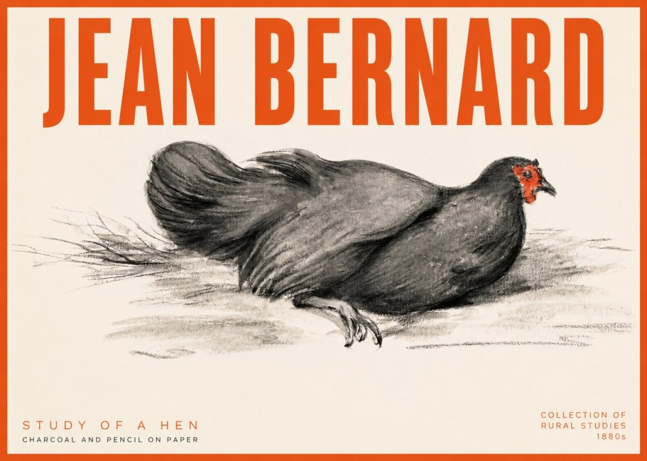 Jean Bernard Study of a Hen No2 - Plakat
