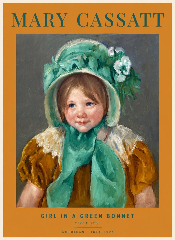 Mary Cassatt Girl in a Green Bonnet No4 - Plakat