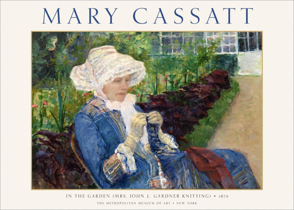 Mary Cassatt In the Garden (Mrs. John L. Gardner Knitting) No1 - Plakat