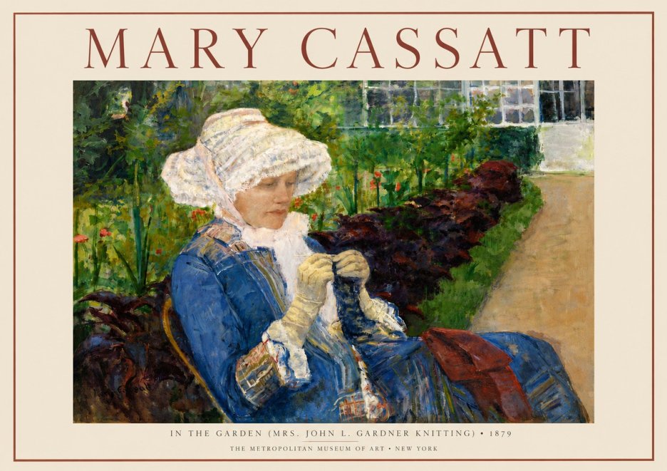 Mary Cassatt In the Garden (Mrs. John L. Gardner Knitting) No3 - Plakat