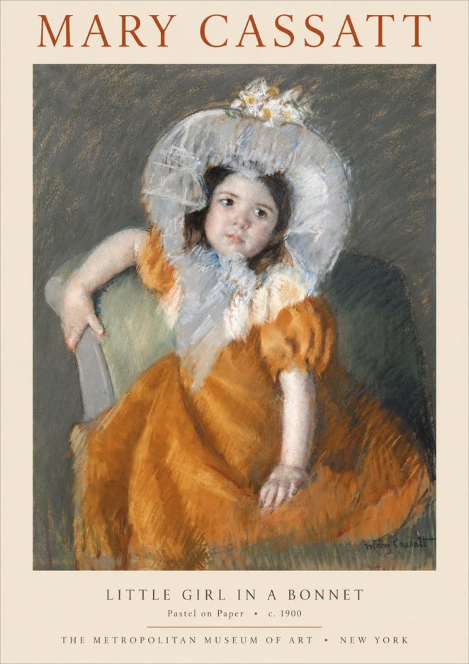 Mary Cassatt Little Girl in a Bonnet No1 - Plakat