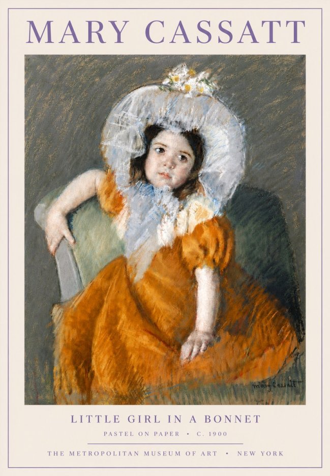 Mary Cassatt Little Girl in a Bonnet No6 - Plakat