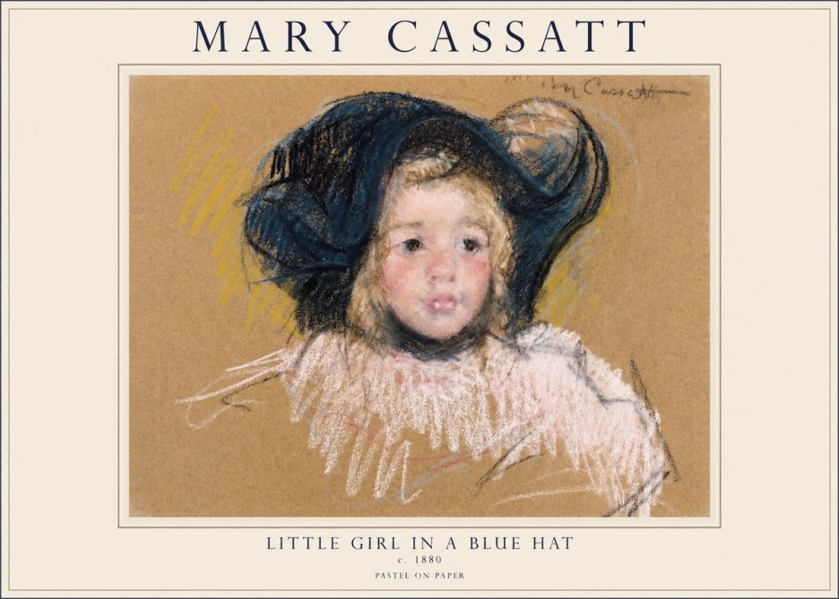Mary Cassatt Little Girl in a Blue Hat No1 - Plakat