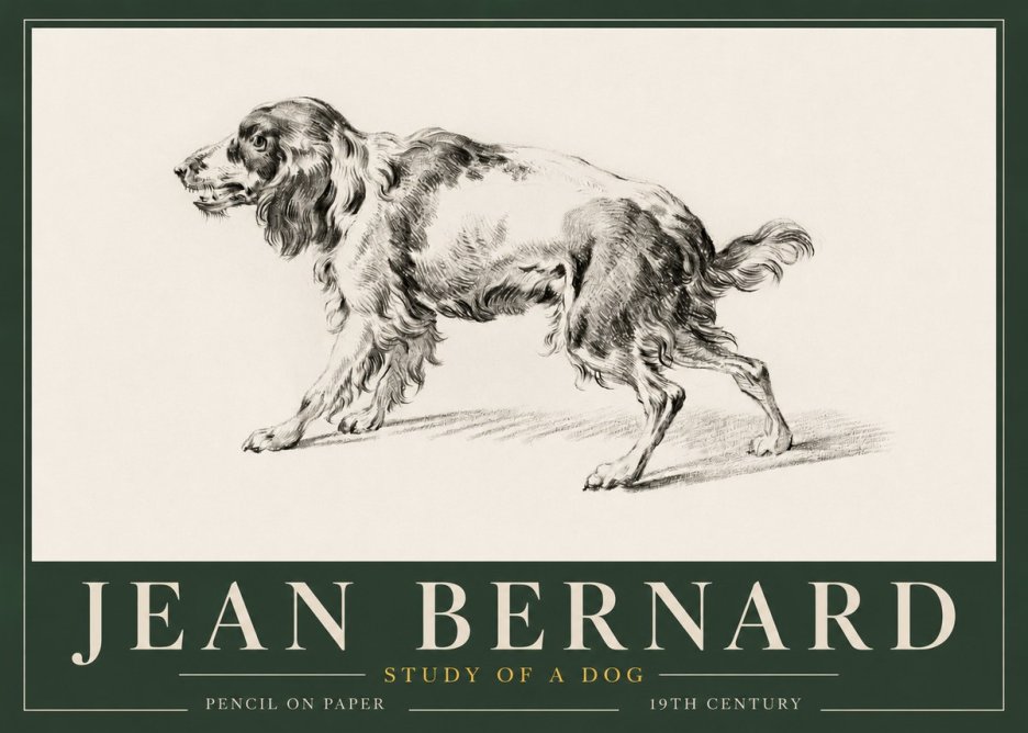 Jean Bernard Study of a Dog V No3 - Plakat