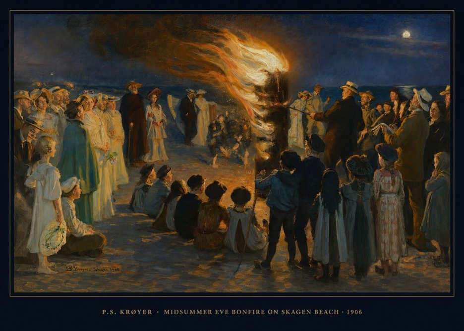 P.S. Krøyer Midsummer Eve Bonfire on Skagen Beach · 1906 No6 - Plakat