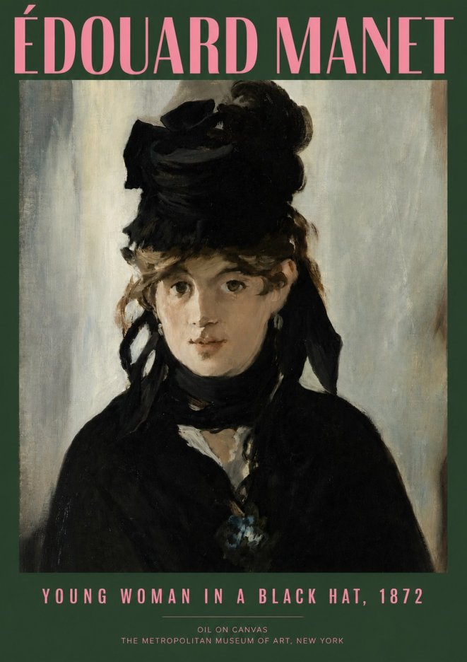 Édouard Manet Young Woman in a Black Hat, 1872 No2 - Plakat