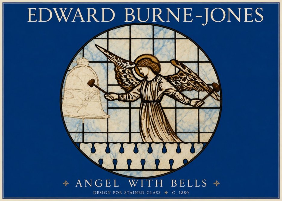 Edward Burne-Jones Angel with Bells (Study) No4 - Plakat