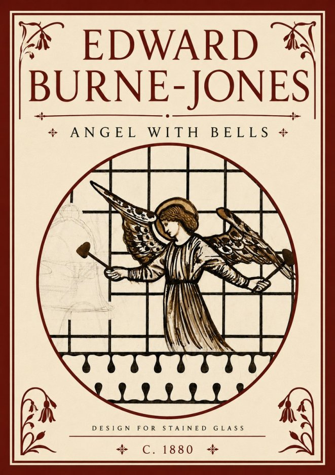 Edward Burne-Jones Angel with Bells (Study) No6 - Plakat