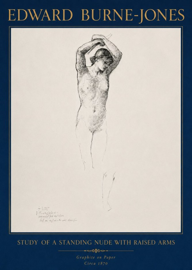 Edward Burne-Jones Standing Nude with Raised Arms (Study) No4 - Plakat