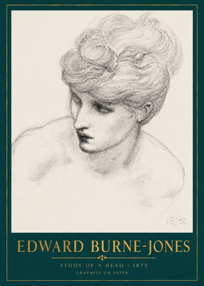 Edward Burne-Jones Study of a Head No2 - Plakat