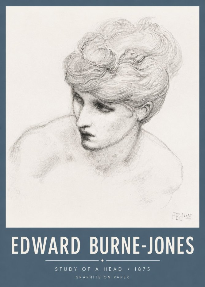 Edward Burne-Jones Study of a Head No5 - Plakat