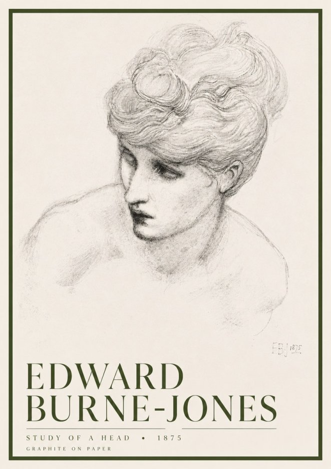 Edward Burne-Jones Study of a Head No6 - Plakat