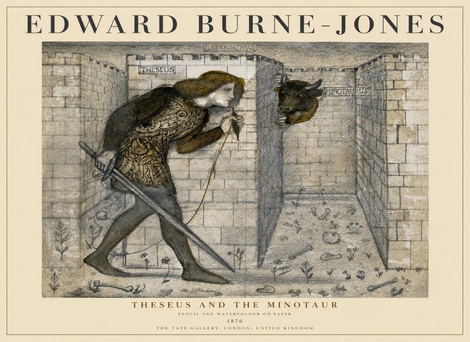 Edward Burne-Jones Theseus and the Minotaur No1 - Plakat
