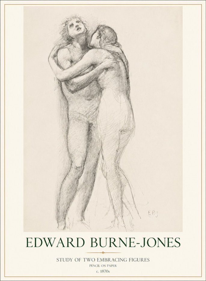 Edward Burne-Jones Study of Two Embracing Figures No1 - Plakat
