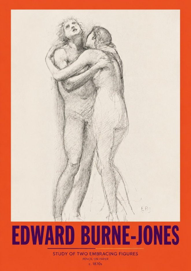 Edward Burne-Jones Study of Two Embracing Figures No2 - Plakat