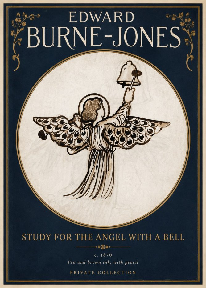 Edward Burne-Jones Study for the Angel with a Bell No2 - Plakat