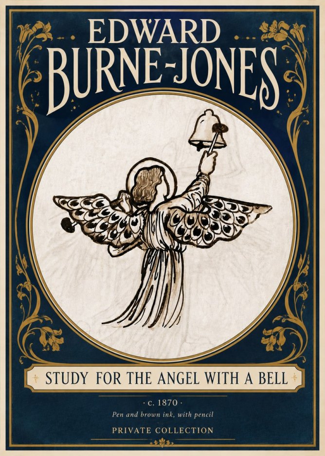 Edward Burne-Jones Study for the Angel with a Bell No5 - Plakat
