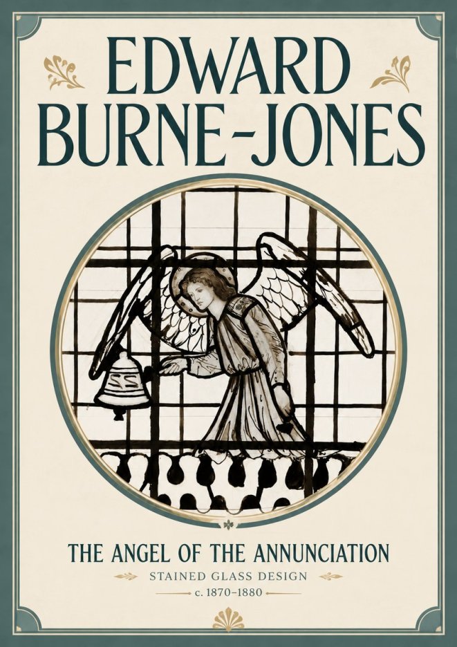 Edward Burne-Jones The Angel of the Annunciation (Stained Glass Design) No6 - Plakat