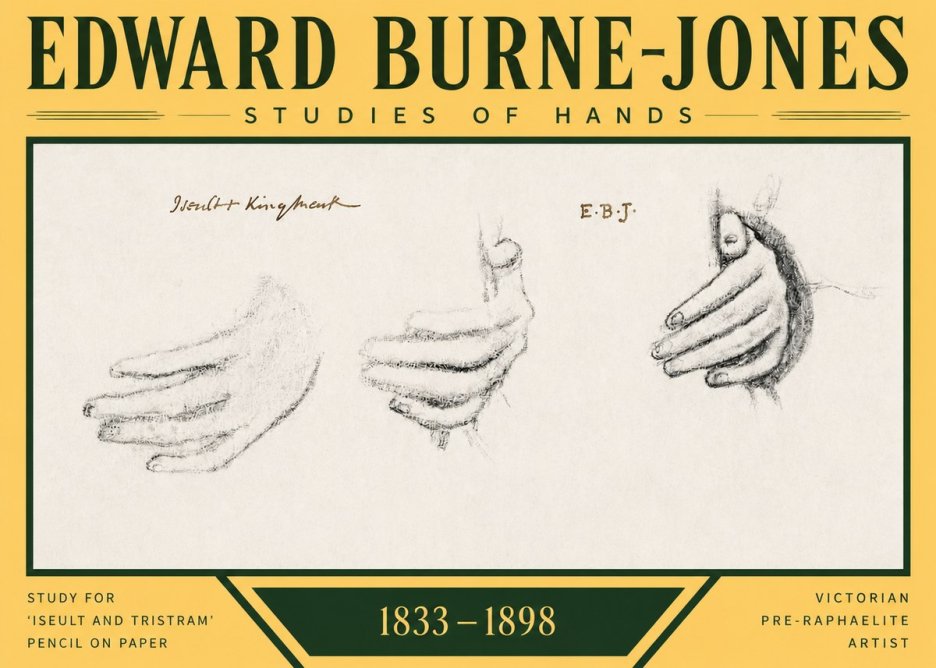 Edward Burne-Jones Study for 'Iseult and Tristram' No3 - Plakat