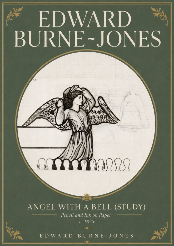 Edward Burne-Jones Angel with a Bell (Study) No4 - Plakat