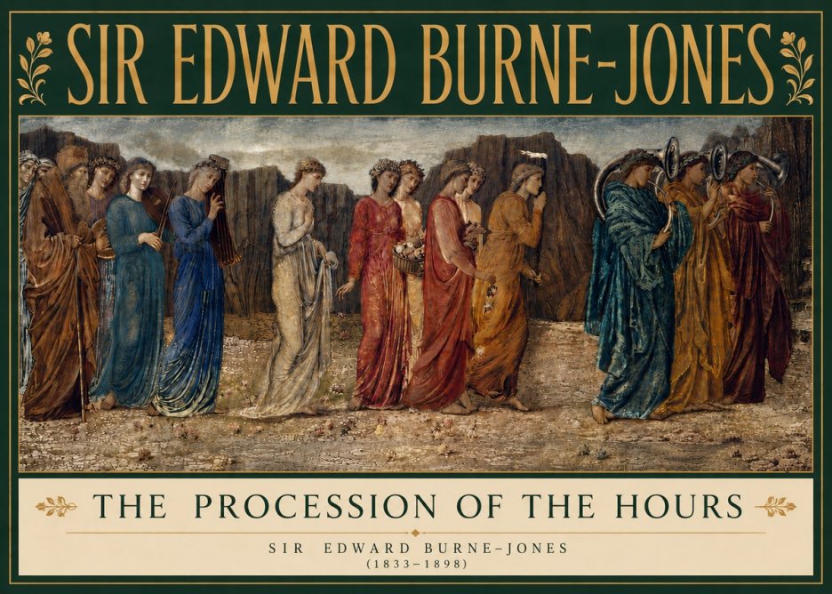 Edward Burne-Jones The Procession of the Hours No5 - Plakat