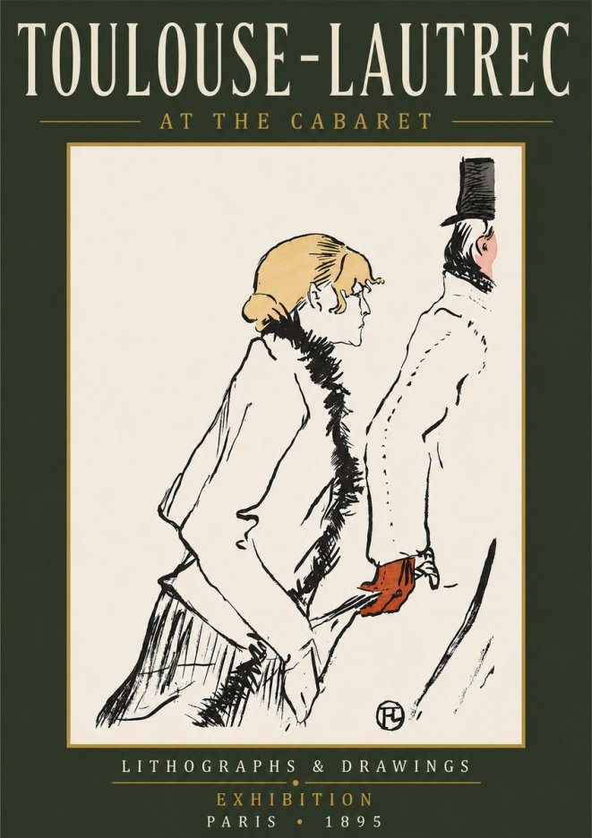 Toulouse-Lautrec At the Cabaret No6 - Plakat