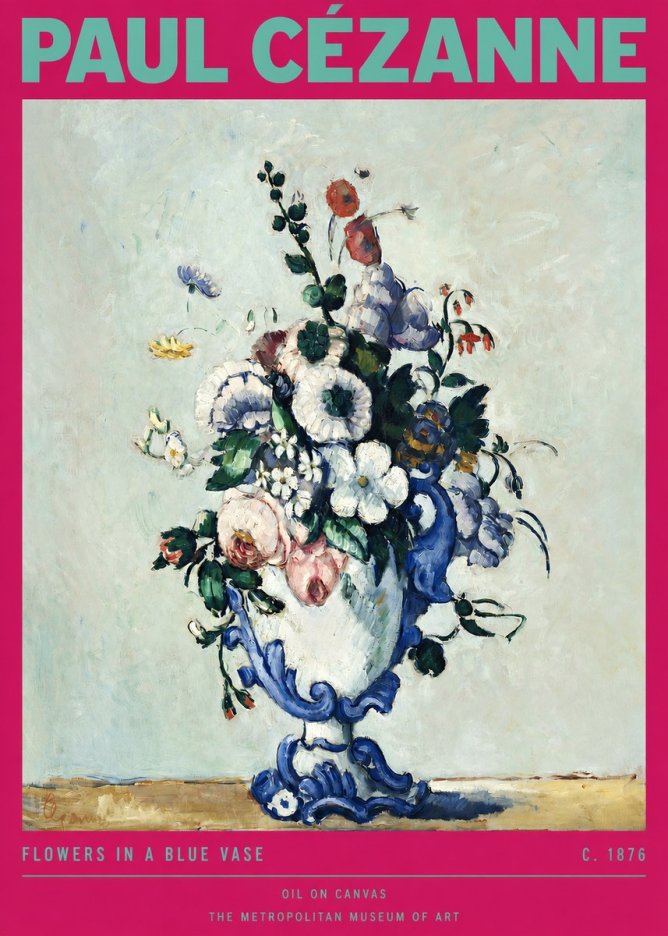 Paul Cézanne Flowers in a Blue Vase No2 - Plakat