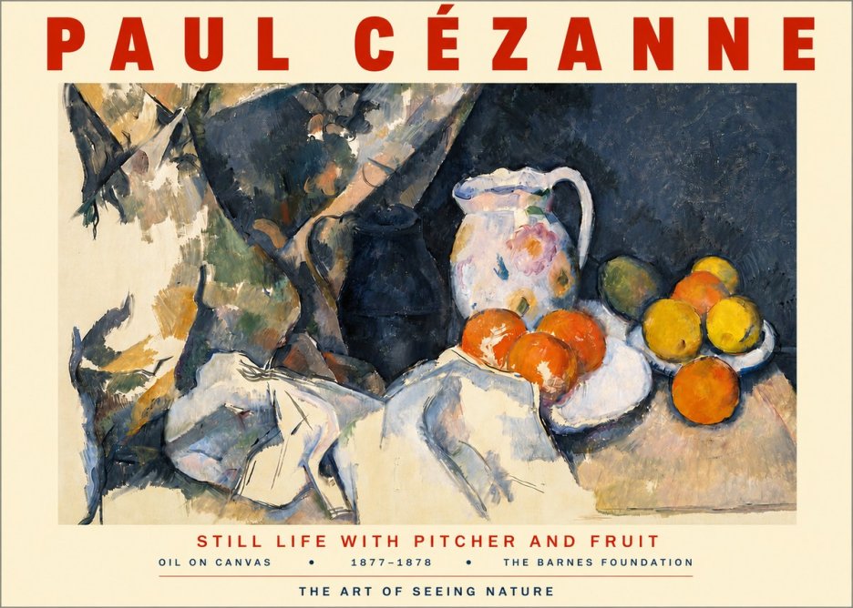 Paul Cézanne Still Life with Pitcher and Fruit No3 - Plakat