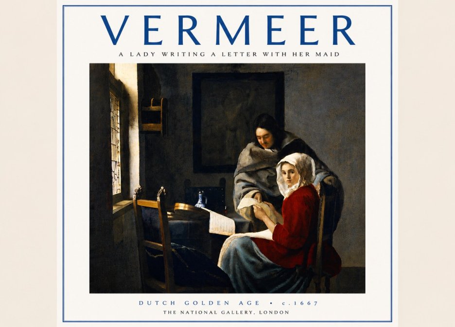 Vermeer A Lady Writing a Letter with Her Maid I No6 - Plakat