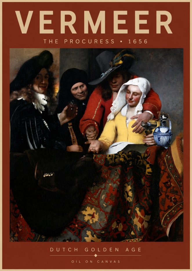 Vermeer The Procuress No4 - Plakat