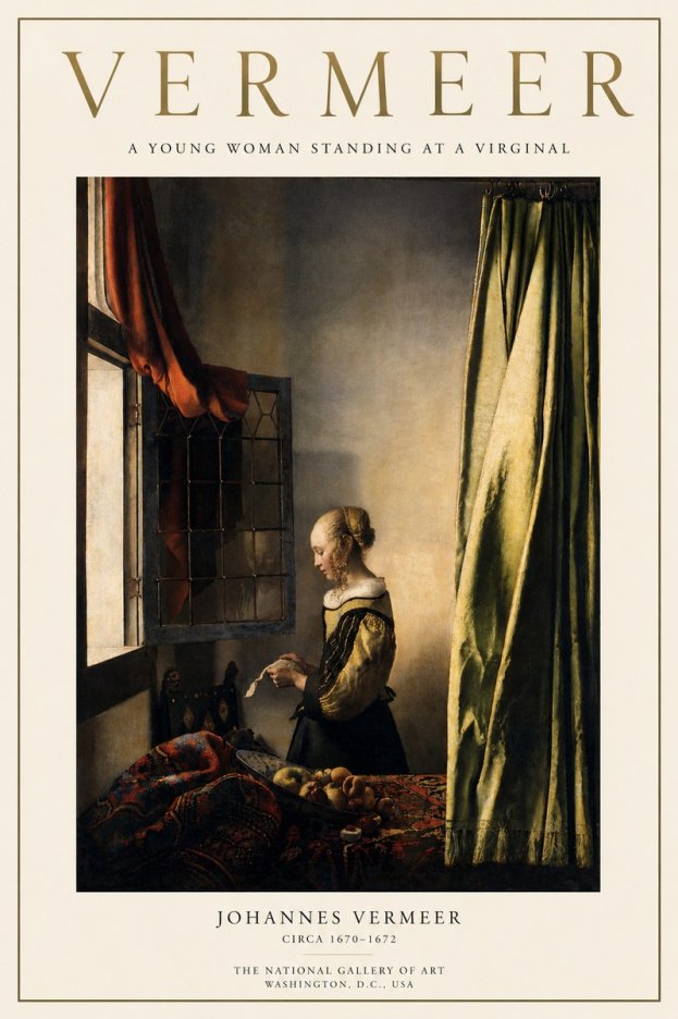 Vermeer A Young Woman Standing at a Virginal No3 - Plakat