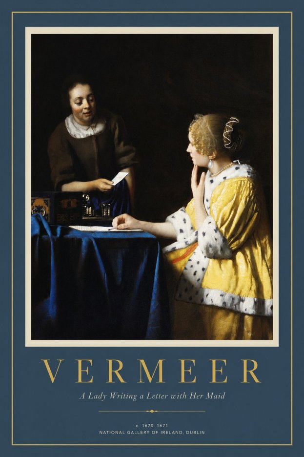 Vermeer A Lady Writing a Letter with Her Maid II No2 - Plakat