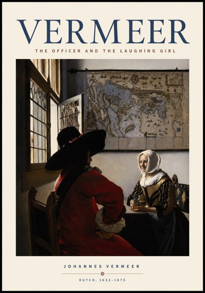 Vermeer The Officer and the Laughing Girl No2 - Plakat