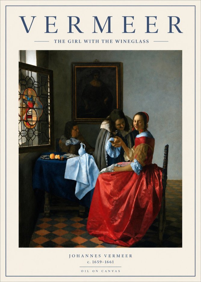 Vermeer The Girl with the Wineglass No2 - Plakat