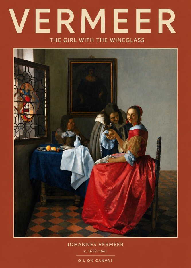 Vermeer The Girl with the Wineglass No3 - Plakat