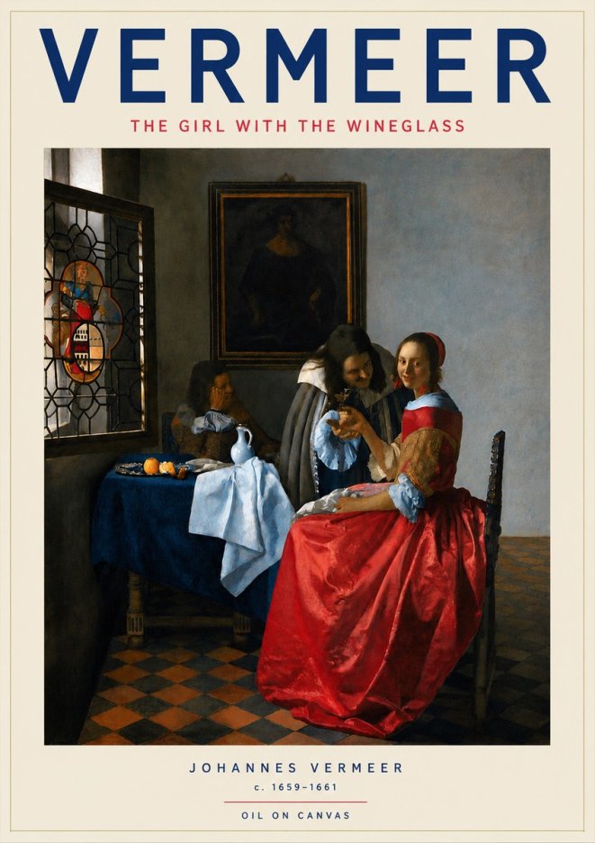 Vermeer The Girl with the Wineglass No5 - Plakat