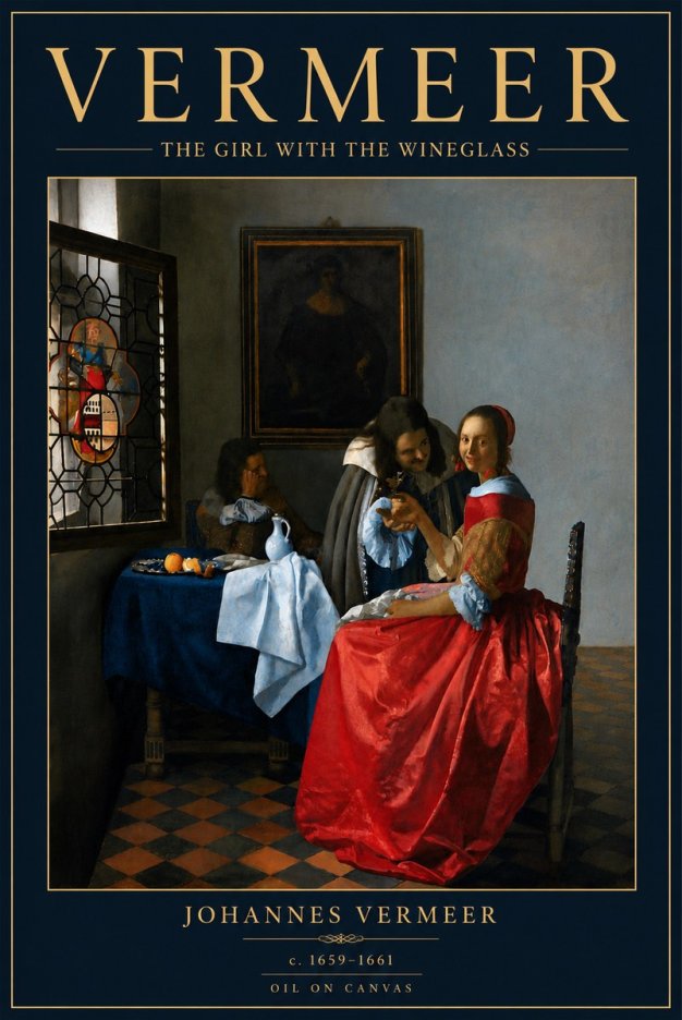 Vermeer The Girl with the Wineglass No6 - Plakat